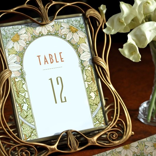 Daisy Table Numbers Art Nouveau Wedding Kaart