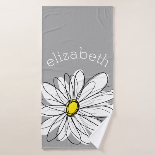 Daisy tendance avec gris et jaune (Serviette de bain)
