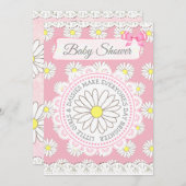 Daisy Theme Invitation Baby shower de fille (Devant / Derrière)