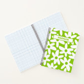 Daisy Time Retro Bloem Patroon Lime Green Notitieboek (Binnen)