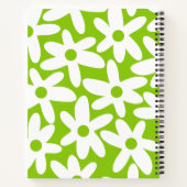 Daisy Time Retro Bloem Patroon Lime Green Notitieboek (Achterkant)