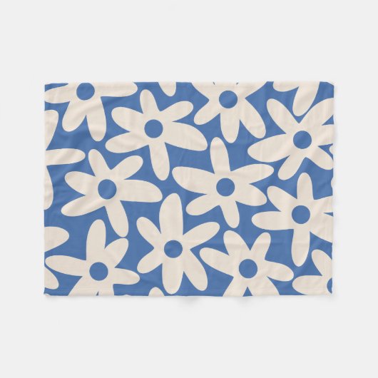 Daisy Time Retro Modern Floral Abstract Pattern Fleece Deken (Voorkant (Horizontaal))