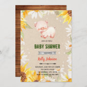 Daisy tournesol cochon douche invitation anniversa (Devant / Derrière)