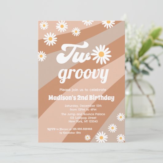 Daisy Two Super Boho 2e Invitations d'anniversaire (Debout devant)