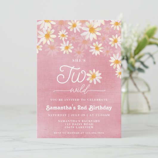 Daisy Two Wild 2nd Birthday Invitation (Debout devant)