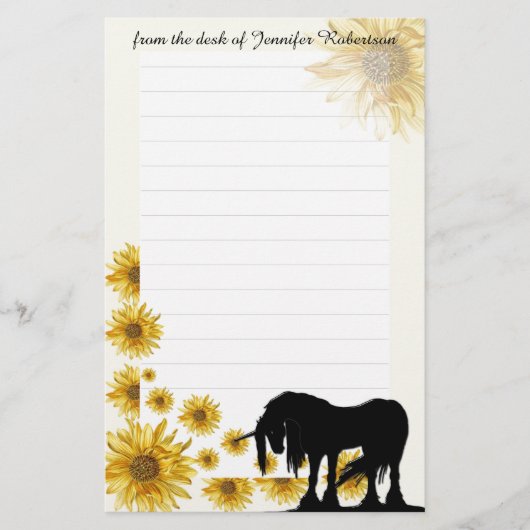 Daisy Unicorn Papeterie avec lignes (Devant)