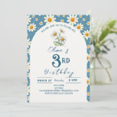 Daisy verjaardagsfeestje in blauw kaart (Staand voorkant)