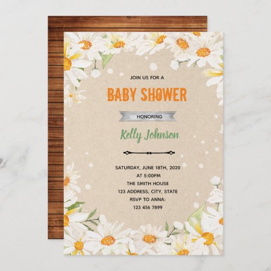 Daisy verjaardagsuitnodiging voor een feest kaart (Voorkant / Achterkant)