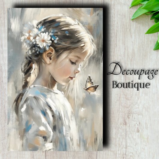 Daisy Vlinder Meisje Decoupage Tissuepapier