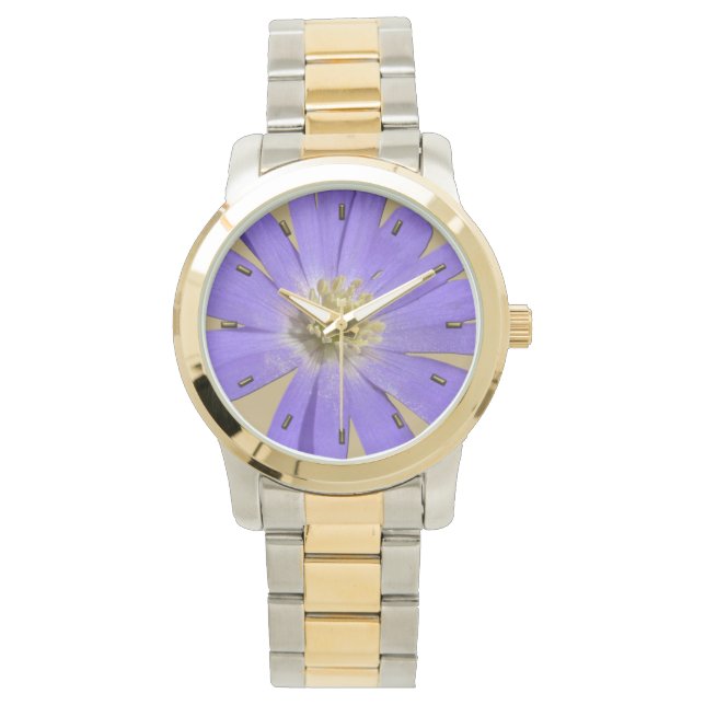 Daisy Watch Paarse Daisy Flower Wrist Watch Horloge (Voorkant)