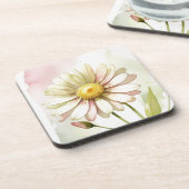 Daisy-waterverf bloem modern professioneel bier onderzetter (Linkerzijde)