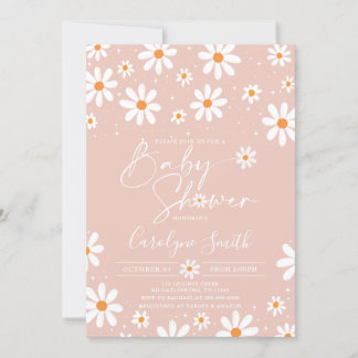 Daisy Waterverf Bloemen Baby shower uitnodiging