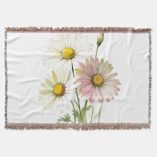 Daisy Waterverf Flower Modern Professional Deken (Voorkant)