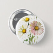 Daisy Waterverf Flower Modern Professional Ronde Button 5,7 Cm (Voorkant /achterkant)
