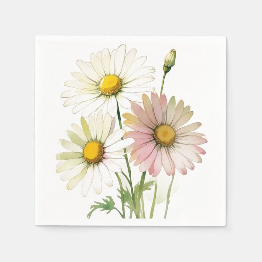 Daisy Waterverf Flower Modern Professional Servet (Voorkant)