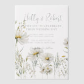 Daisy Wedding Foto QR-code Vellum Uitnodigingen (Voorkant)