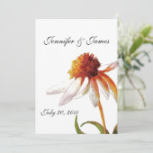 Daisy Wedding Inviting Black White Kaart (Staand voorkant)