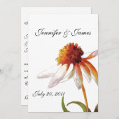 Daisy Wedding Inviting Black White Kaart (Voorkant / Achterkant)