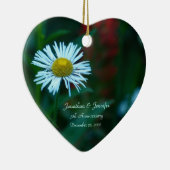 Daisy Wedding Jubileum Heart Shaped Keramisch Ornament (Rechts)
