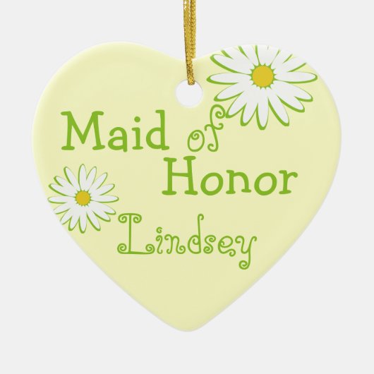 Daisy Wedding Maid of Honor Keramisch Ornament (Voorkant)