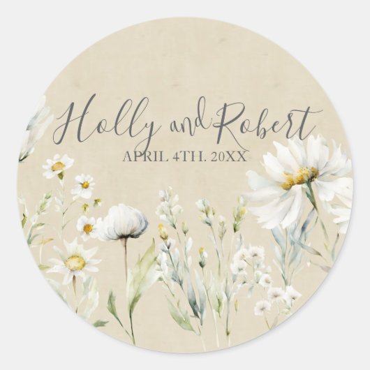 Daisy Wedding Ronde Sticker (Voorkant)