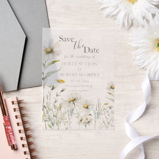 Daisy Wedding Save the Date Vellum Uitnodigingen (Huwelijk)