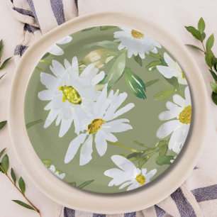 Daisy White Baby shower Zomerbloesem Papieren Bordje