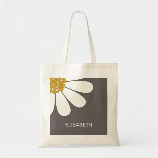 Daisy White Floral Design Personaliseer Naam Tote Bag (Voorkant)