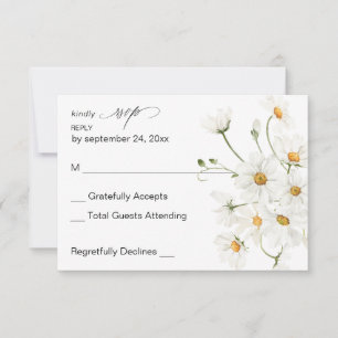 Daisy White Floral no Meal RSVP 2 Kaartje
