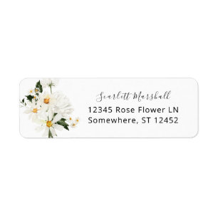 Daisy White Floral Return Address Label 1