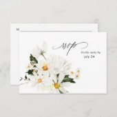 Daisy White Floral w Repas Carte RSVP 3 (Devant / Derrière)