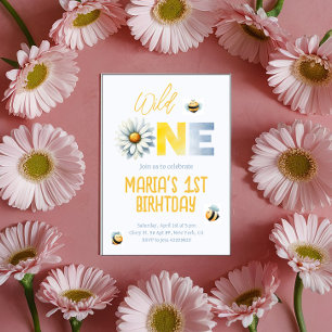 Daisy Wild Een 1e Meisje Verjaardagsfeest Uitnodig Kaart