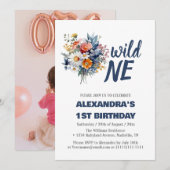 Daisy Wild Een 1e Verjaardag Meisje Kaart (Voorkant / Achterkant)