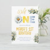 Daisy Wild One 1st Girl Birthday Party Invitation (Debout devant)