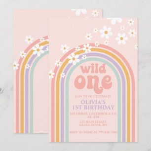Daisy Wild One boho bloemen regenboog eerste verja Kaart
