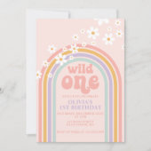 Daisy Wild One boho floral rainbow, eerste verjaar Kaart (Voorkant)