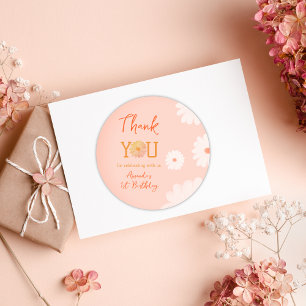 Daisy Wild One First 1e Birthday Girl Floral Ronde Sticker