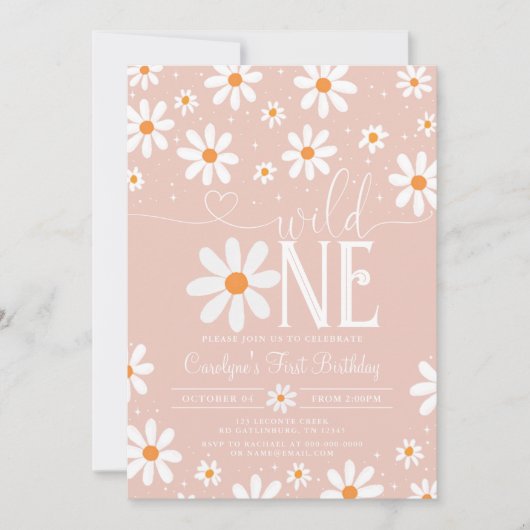 Daisy Wild Un 1er Anniversaire Fête Invitation (Devant)
