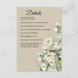 Daisy Wildflower Boho Enclosure Card Details Informatiekaartje