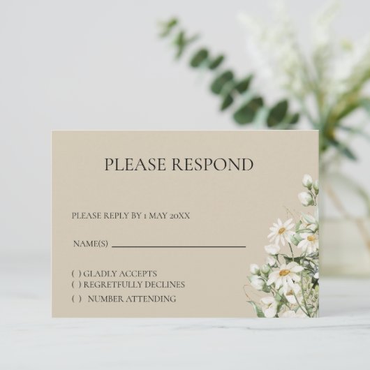 Daisy Wildflower Boho RSVP card (Debout devant)