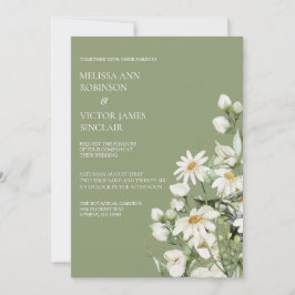 Daisy Wildflower Boho Wedding Invitation Kaart