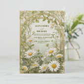 Daisy Wildflower moderne bruiloft Kaart (Staand voorkant)