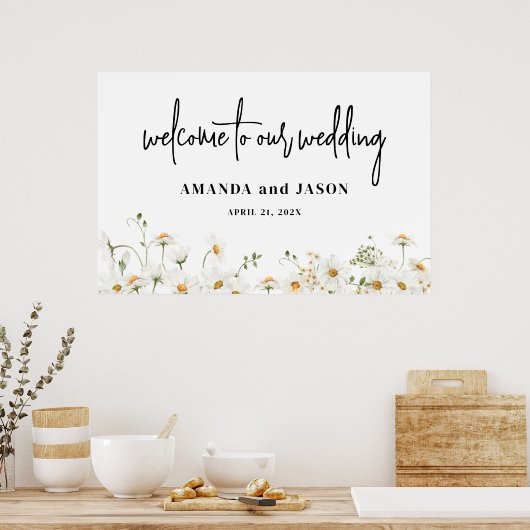 Daisy Wildflower Weddenschap Welkomstteken Poster (Keuken)