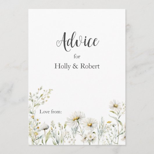 Daisy Wildflower Wedding Advieskaart (Voorkant)