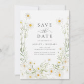 Daisy Wildflower Witte Boho Foto Save The Date (Voorkant)