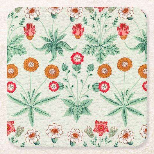 Daisy, William Morris Vierkante Kartonnen Onderzetter (Voorkant)