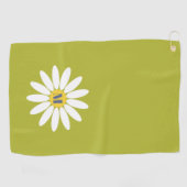 Daisy with Initial Lime Green Golfhanddoek (Horizontaal)