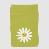 Daisy with Initial Lime Green Golfhanddoek (Voorkant)