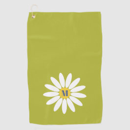 Daisy with Initial Lime Green Golfhanddoek