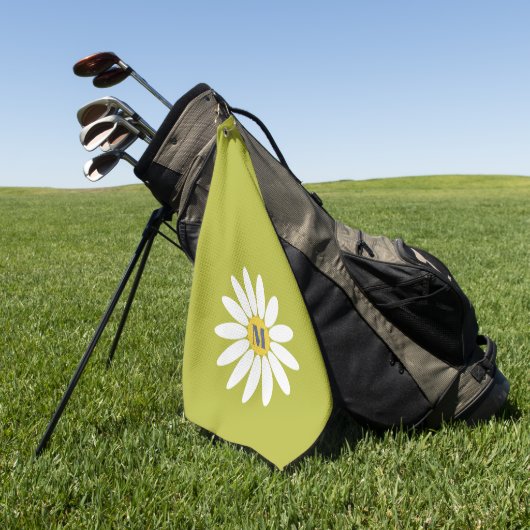 Daisy with Initial Lime Green Golfhanddoek (Groen)
